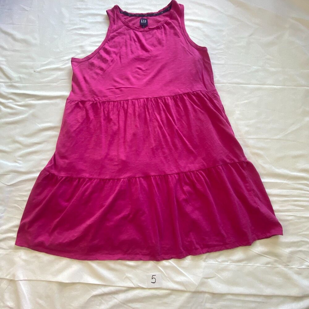 Gap Women XXL Pink Sleeveless Tiered Dress Round Neck Casual Summer